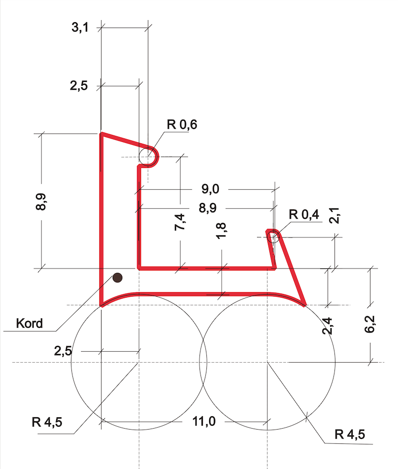 Uszczelka do listew przypodłogowych o szer. 16mm biała długość 100cm