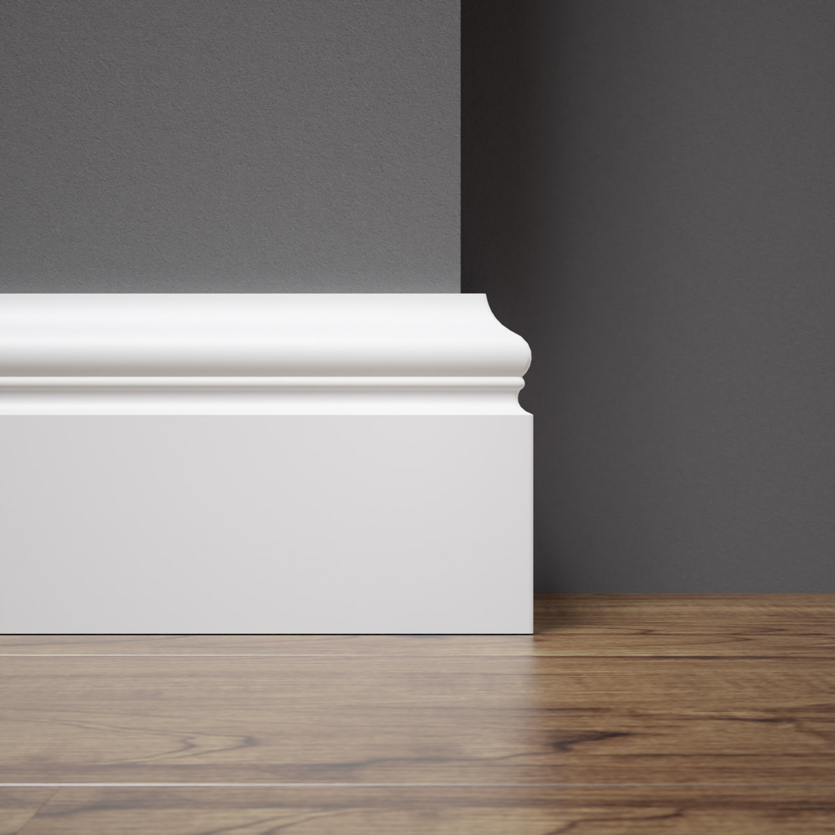 Listwa przypodłogowa MDF lakierowana biała ozdobnie frezowana FOGE LB3 - 8cm