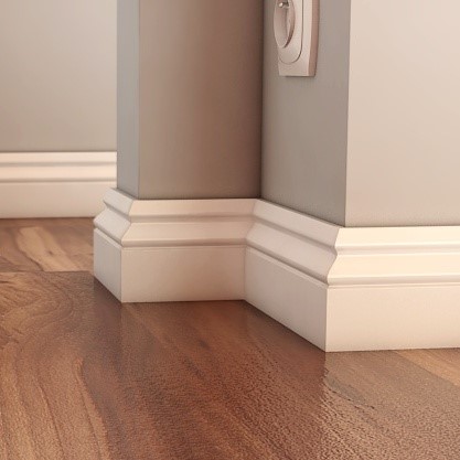 Listwa przypodłogowa MDF wilgocioodporny lakierowany półmatowy F3 (262 cm x 8 cm x 1,8 cm) biały RAL 9003