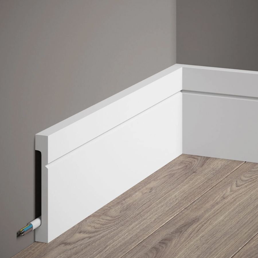 Listwa przypodłogowa MD356 biała wym. 200 x 1.6 x 10.8 cm, z PolyForce