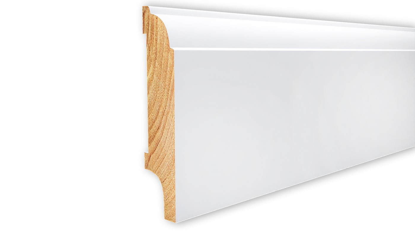 Listwa przypodłogowa drewniana lakierowana AGAT68 (240 cm x 6,8 cm x 1,6 cm) biały RAL 9003