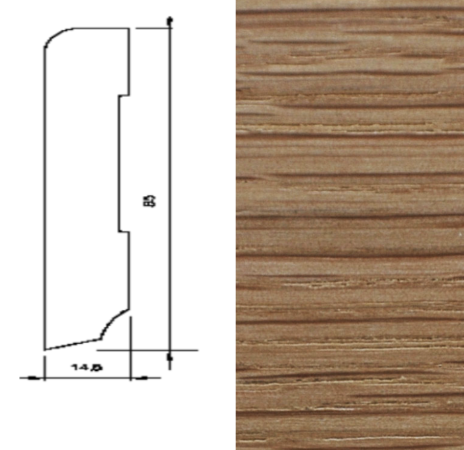 Drewniana listwa przypodłogowa olejowana 60/16 (240 cm x 6 cm x 1,5 cm) Dąb Olej Naturalny
