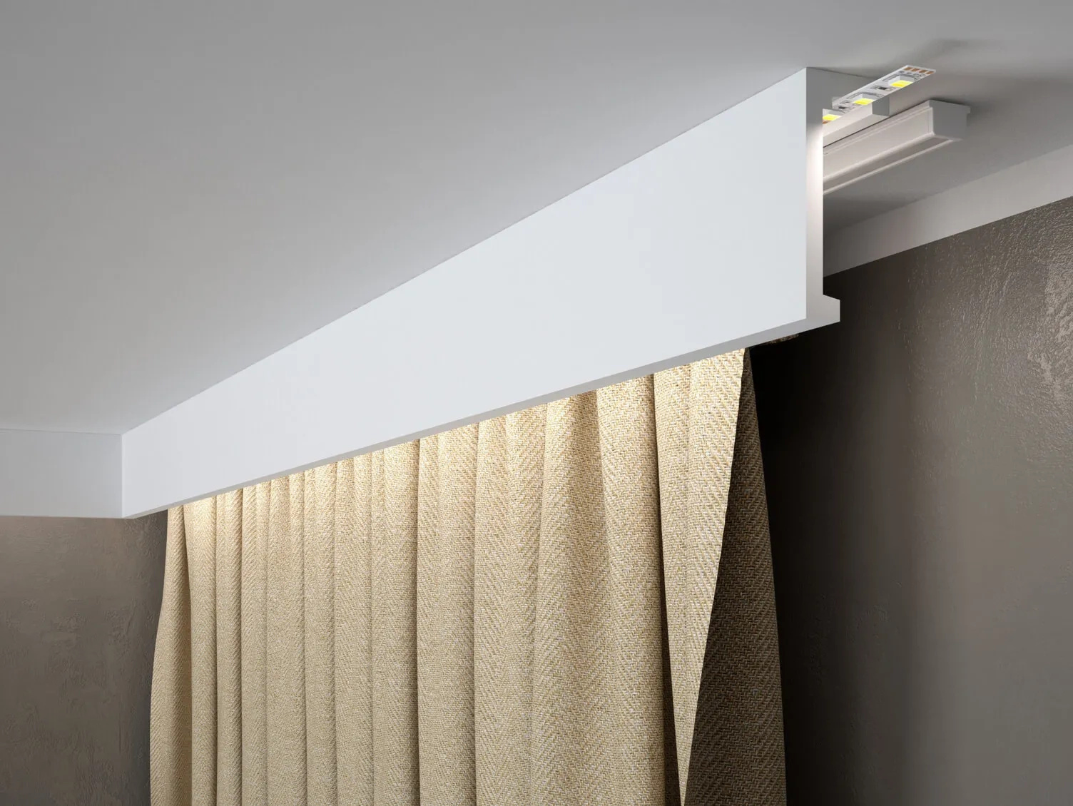 Maskownica karnisza QL026T biała wym. 200 x 4.1 x 10 cm, z PolyForce
