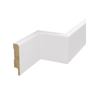 PRÓBKA 20 CM - Listwa przypodłogowa MDF lakierowana biała z wodoodporną powłoką TRIO SLIM 6cm