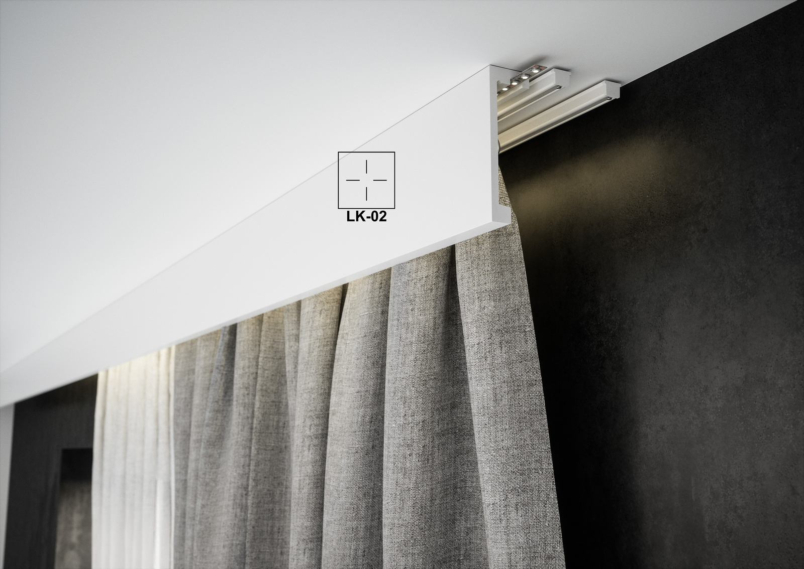 LK-02 Creativa - Maskownica do Karnisza listwa karniszów LIGHTBLOCKER 300cm