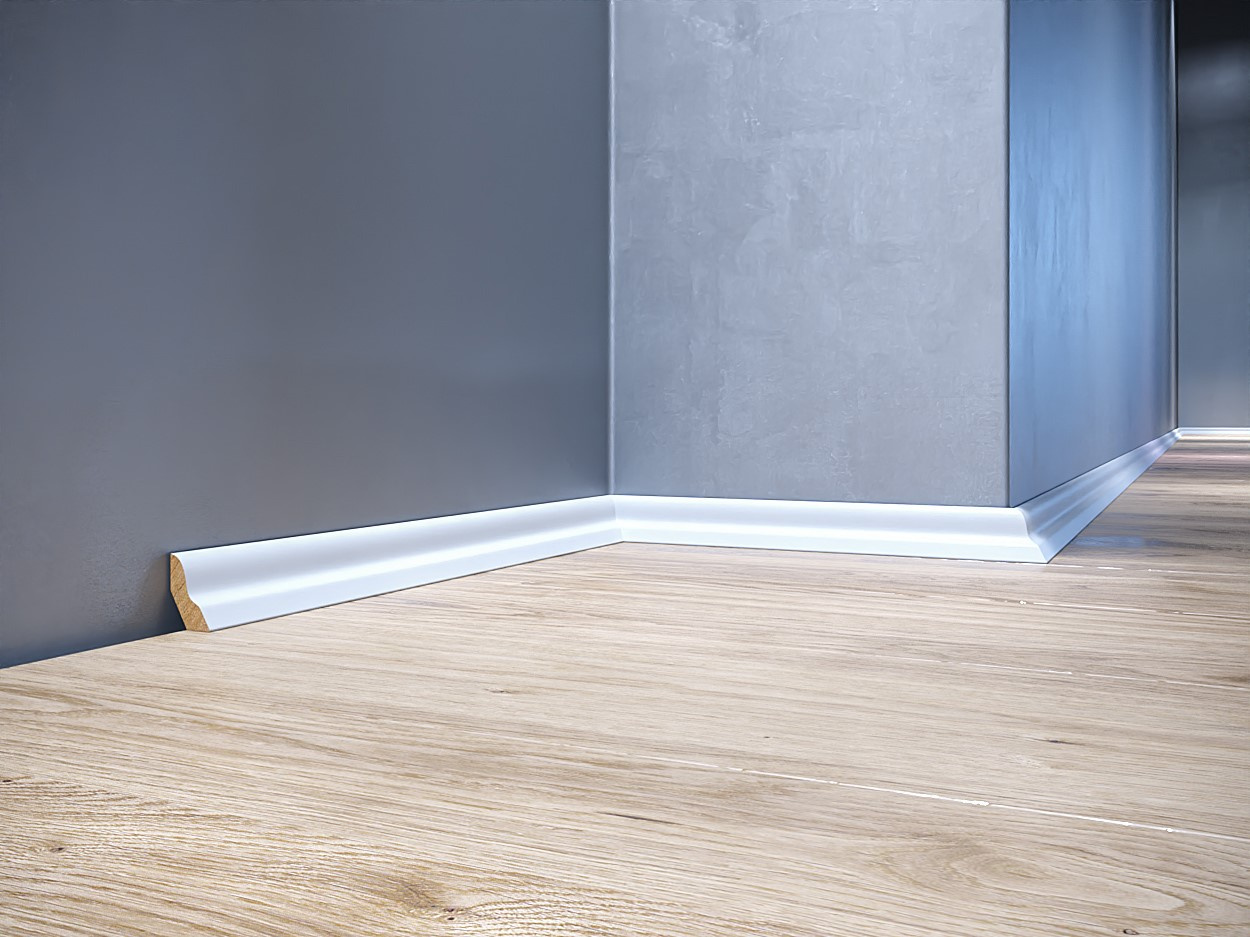 Listwa przypodłogowa drewniana lakierowana LP50 RAL 9003 (240 cm x 4 cm x 2,8 cm) biała