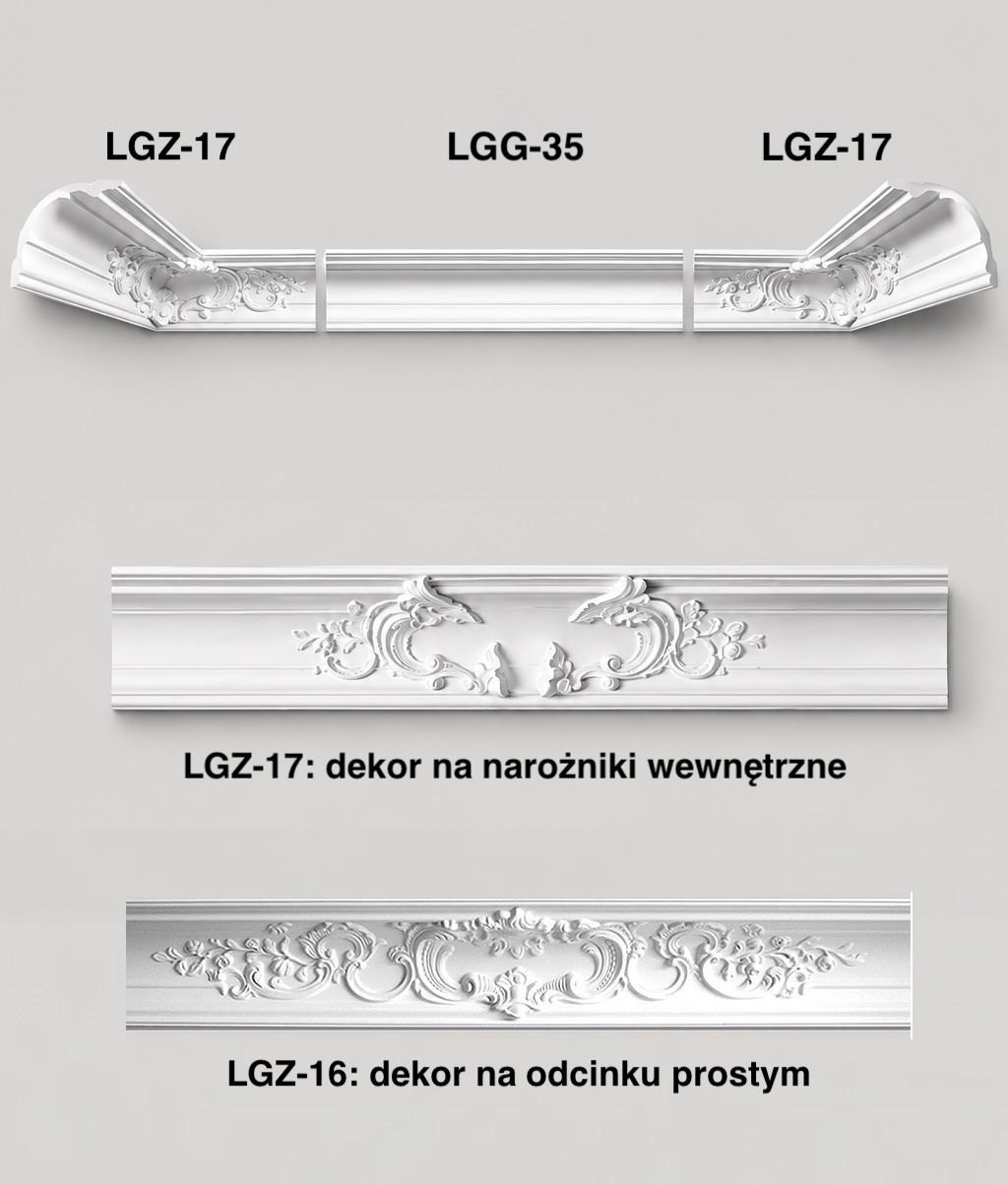 Narożnik podwójny listwy przysufitowej Creativa LGZ-17 do listwy LGG35