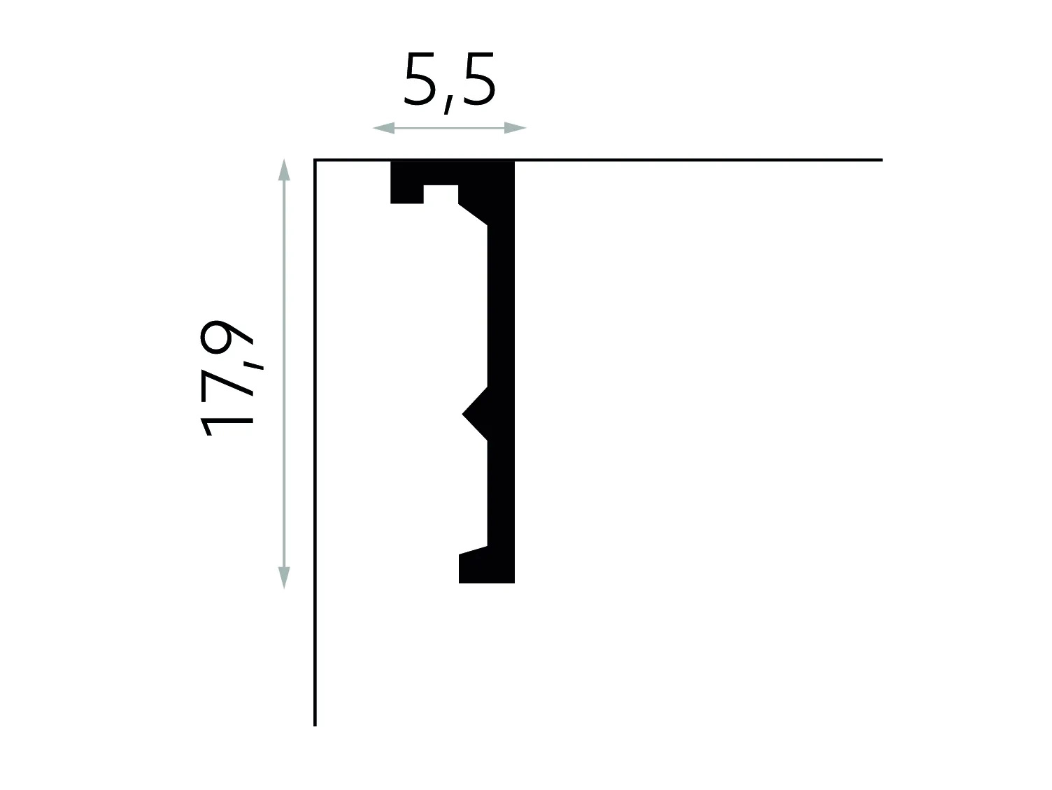 Maskownica karnisza QL056T biała wym. 200 x 5.5 x 17.9 cm, z PolyForce