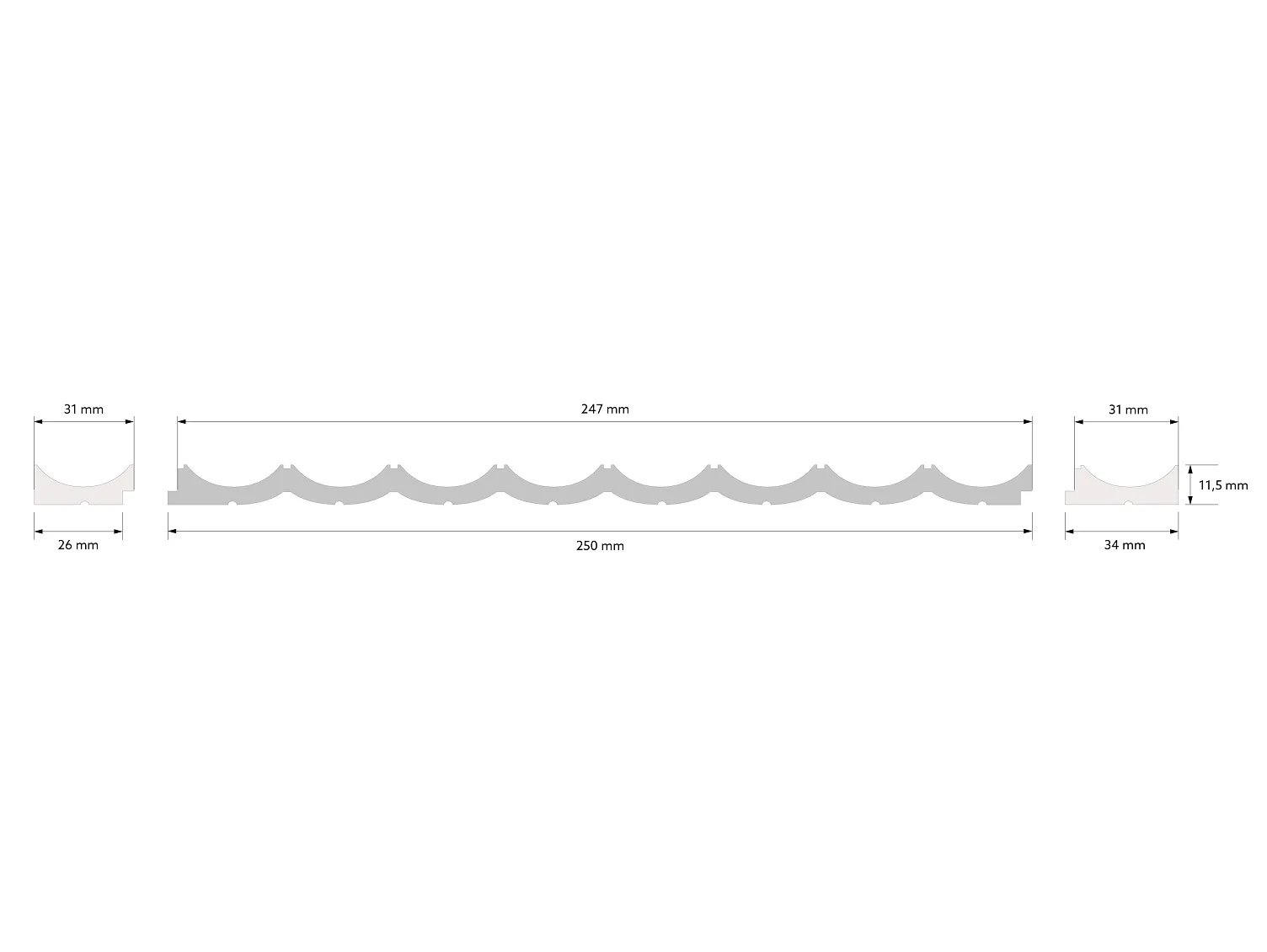 Prawe zakończenie panela ściennego WP002RP Lumio białe wym. 270 x 1.15 x 3.1 cm, z PolyForce