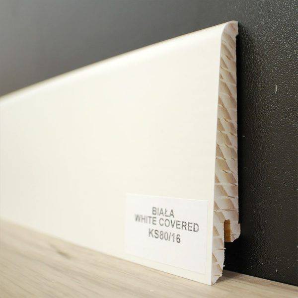 Listwa przypodłogowa KS80 biała white covered (240 cm x 7,8cm x 1,6cm) 