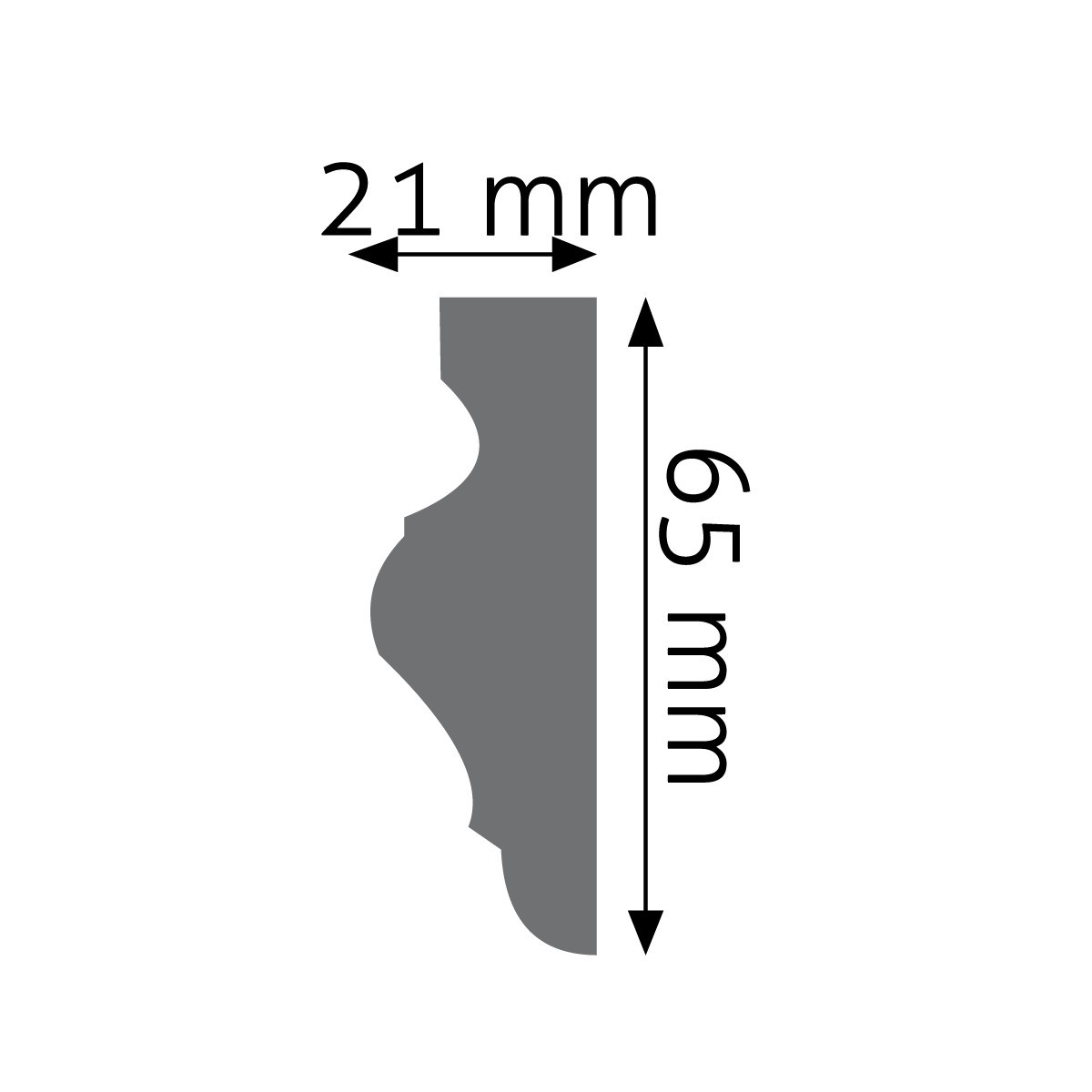 Listwa ścienna biała Creativa LNG-02, wym. 6.5 x 2.1 x 240 cm