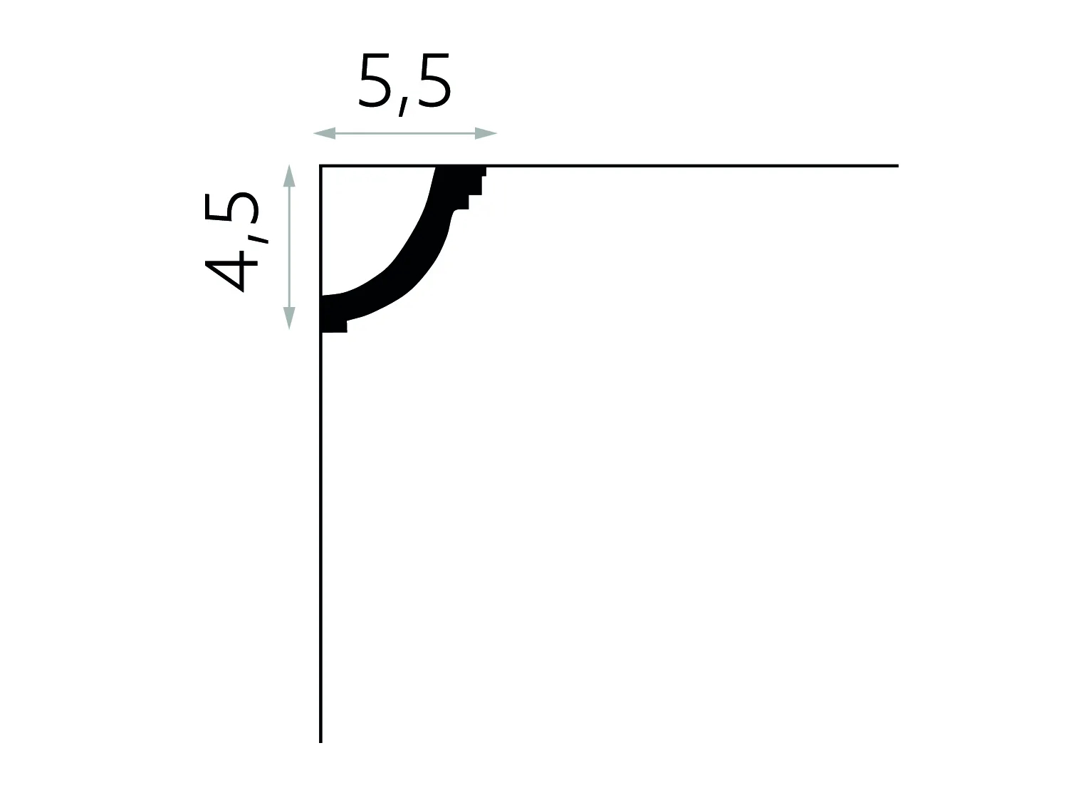 Listwa przysufitowa biała MDB063 wym. 200 x 5.5 x 4.5 cm, z ProFoam