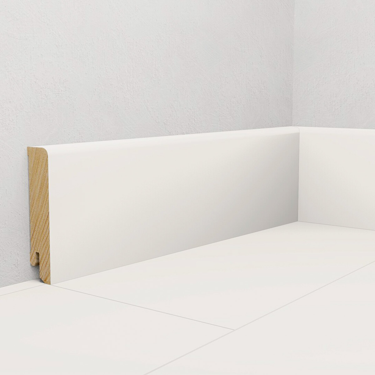 PRÓBKA 20 CM - Listwa przypodłogowa świerkowa 80x18 mm – biała Polyblend