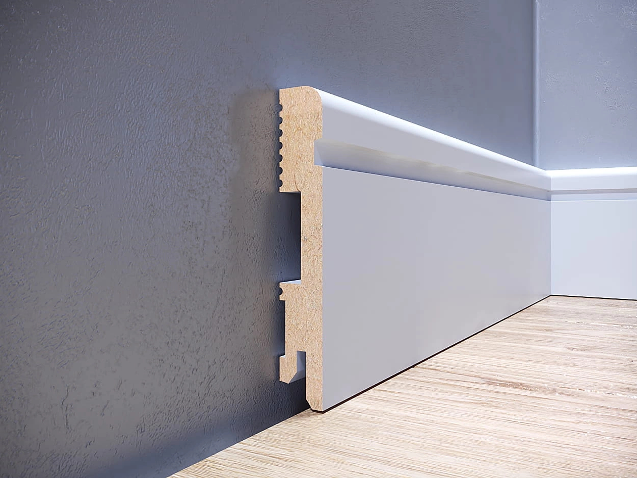 Listwa przypodłogowa MDF lakierowana biała FOGE LB2 - 10cm