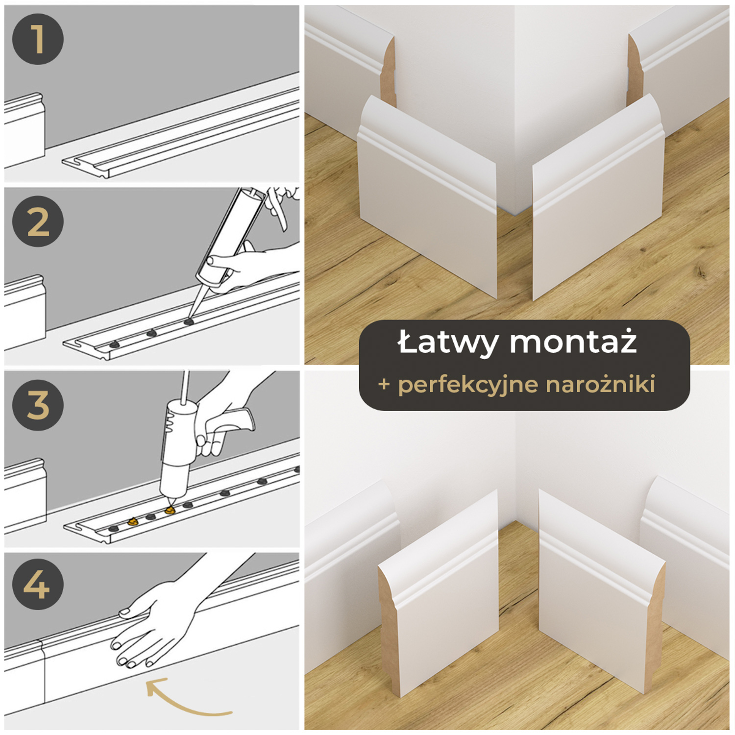 Listwa przypodłogowa MDF lakierowana biała z wodoodporną powłoką BELLA 10cm