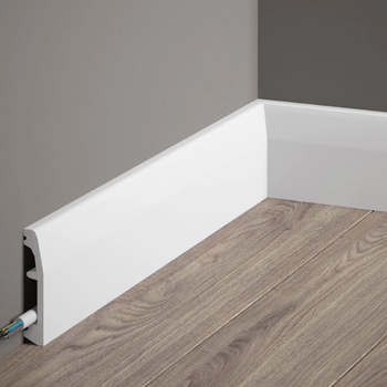 Listwa przypodłogowa Premium MD017P biała wym. 200 x 1.4 x 6.9 cm, z PolyForce