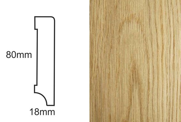 Listwa przypodłogowa fornirowana lakierowana CP80 R3 (240 cm x 8 cm x 1,8 cm) dąb