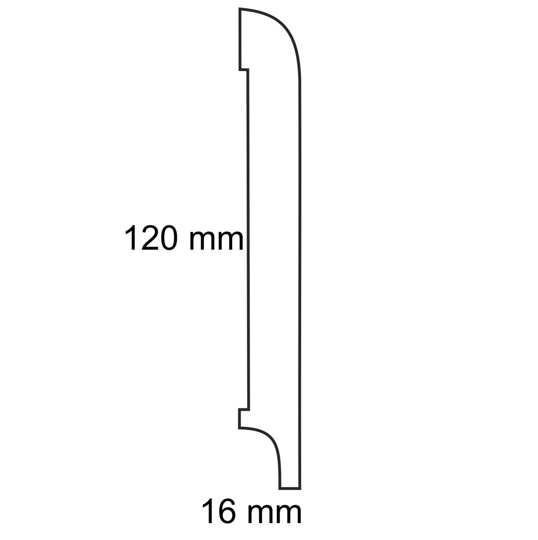 Listwa przypodłogowa drewniana lakierowana OPAL120 (240 cm x 12 cm x 1,6 cm) iglaste