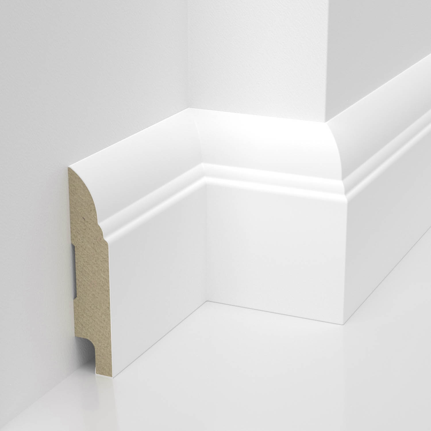 PRÓBKA 20 CM - Listwa przypodłogowa MDF lakierowana biała z wodoodporną powłoką BELLA 8cm