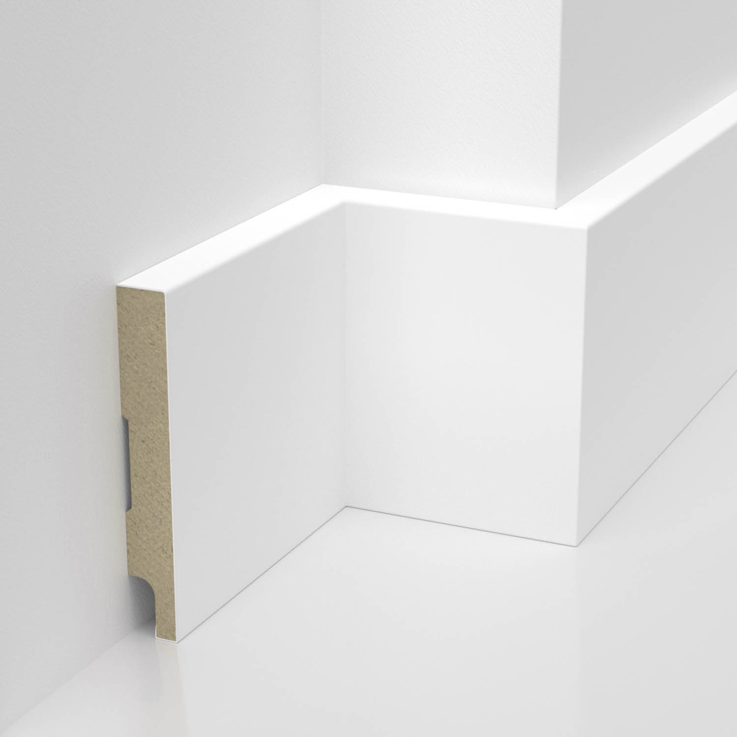 PRÓBKA 20 CM - Listwa przypodłogowa MDF lakierowana biała z wodoodporną powłoką PRIMA SLIM 8cm