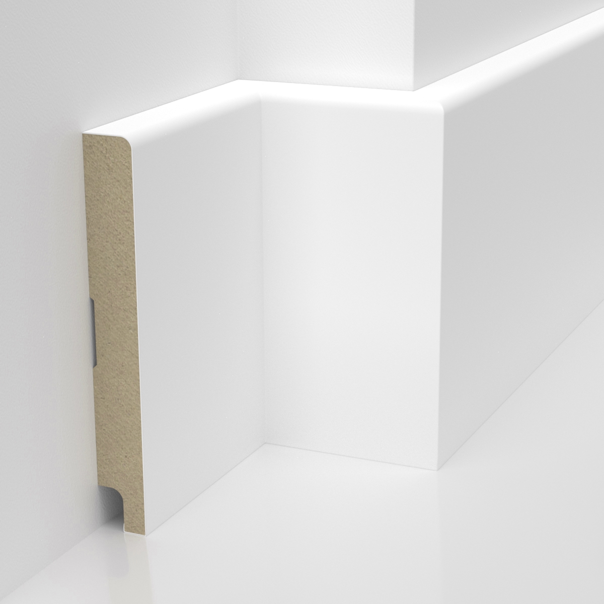 PRÓBKA 20 CM - Listwa przypodłogowa MDF lakierowana biała z wodoodporną powłoką TRIO 12cm