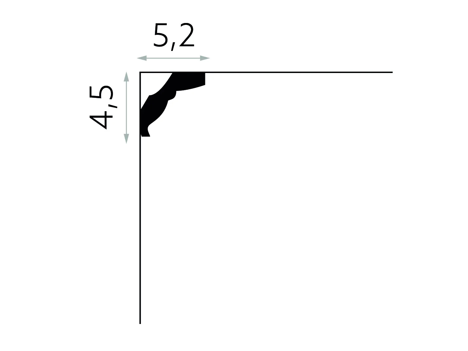 Listwa przysufitowa MDB174 biała wym. 200 x 5.2 x 4.9 cm, z ProFoam