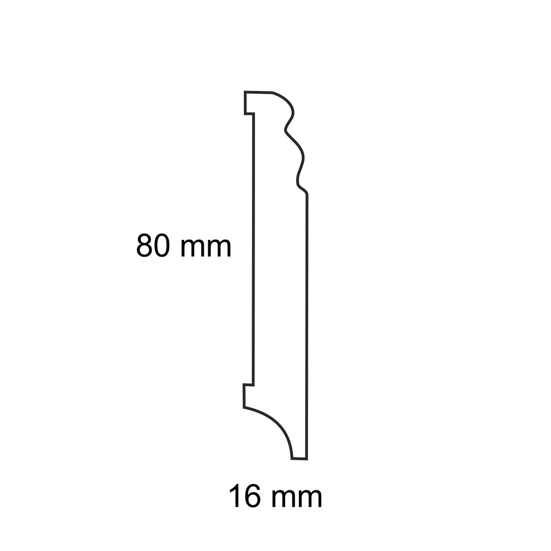 Listwa przypodłogowa MDF PLUS F7 biała półmatowa wilgocioodporna (262 cm x 8 cm x 1,6 cm)
