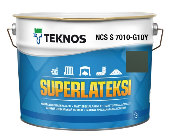 Teknos Superlateksi, matowa farba do boazerii, listew i sztukaterii, pojemność 0,9 L, kolor Grafit oliwkowy