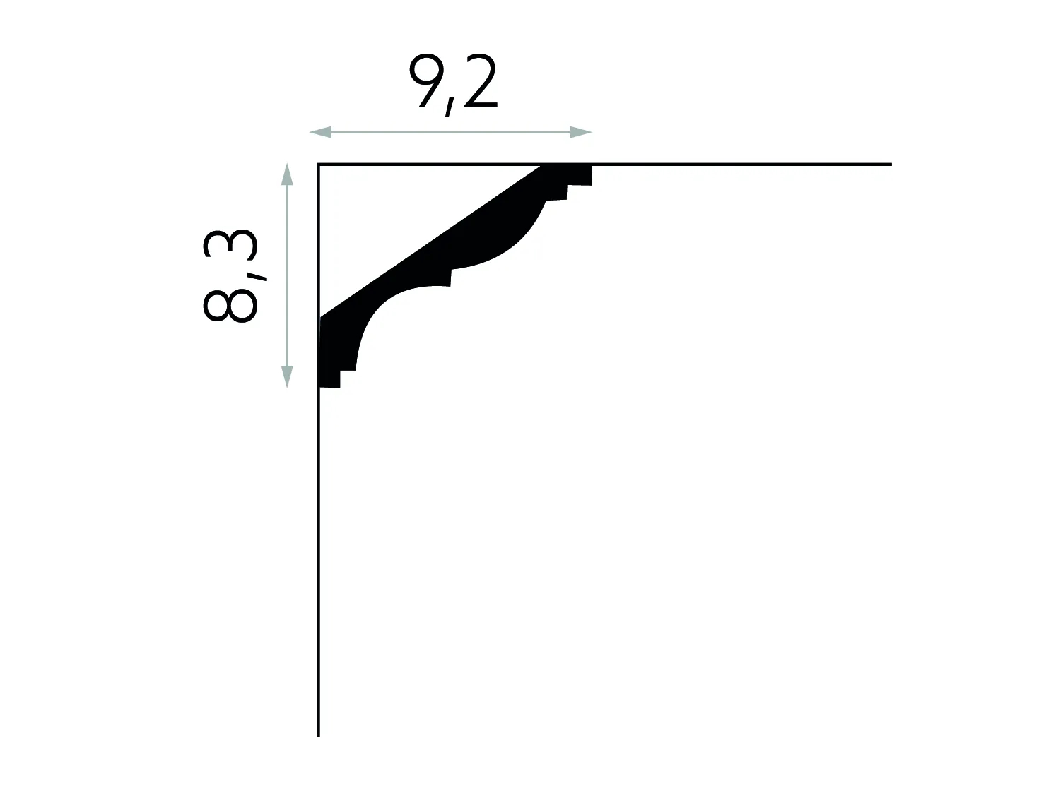 Listwa przysufitowa biała MDB117 wym. 200 x 9.2 x 8.3 cm, z ProFoam