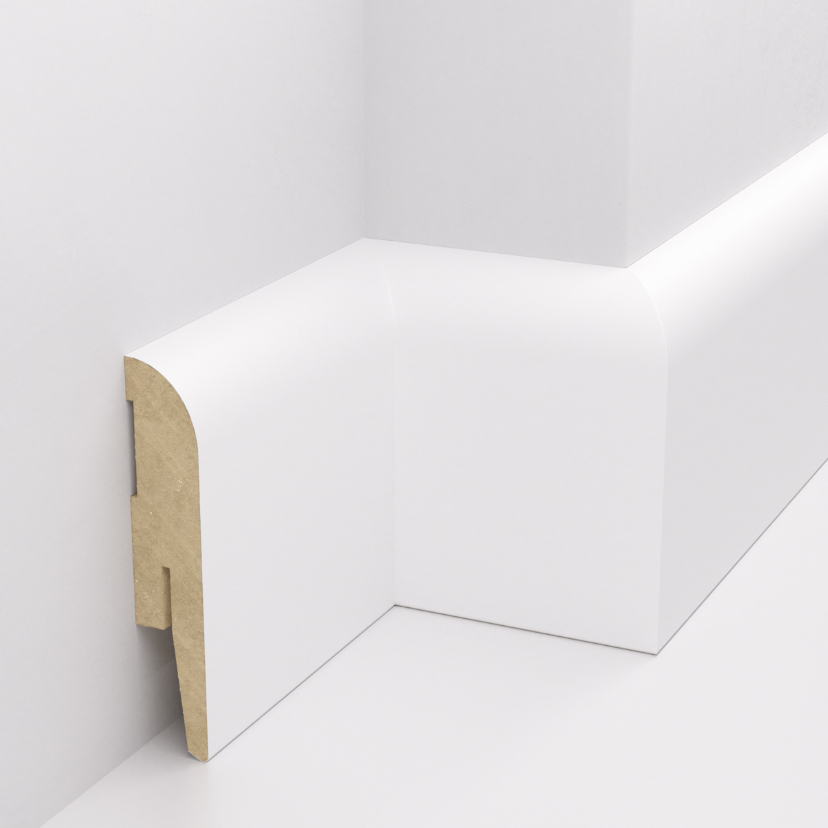PRÓBKA 20 CM - Listwa przypodłogowa MDF OTTO, Biała Premium, 8cm