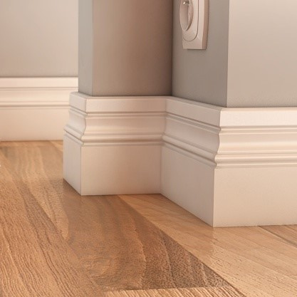 Listwa przypodłogowa MDF PLUS biała F4 (262 cm x 12 cm x 1,8 cm) wilgocioodporna lakier półmatowy RAL 9003