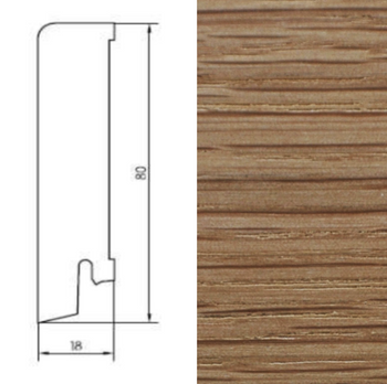 Drewniana listwa przypodłogowa olejowana 80/18 (240 cm x 8 cm x 1,8 cm) Dąb Olej Naturalny