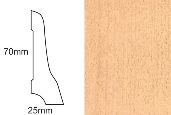 Listwa przypodłogowa fornirowana nielakierowana LP70 (240 cm x 7 cm x 2,5 cm) buk