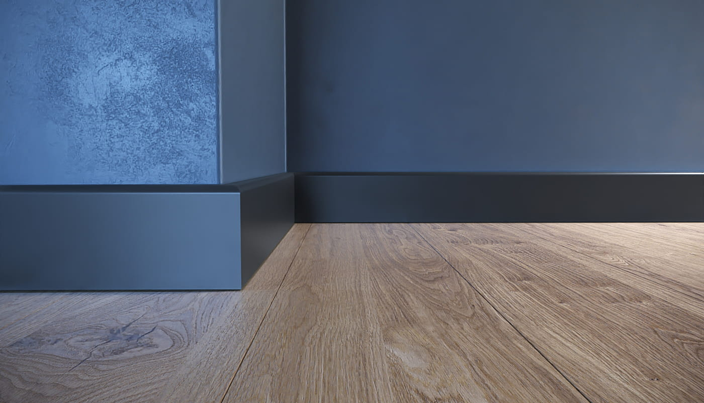 Listwa przypodłogowa MDF lakierowana czarna RAL 9005 - FOGE LB1 - 8cm