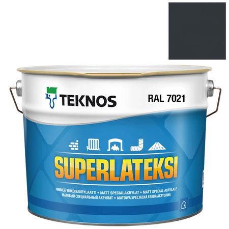 Teknos Superlateksi, matowa farba do boazerii, listew i sztukaterii, pojemność 0,9 L, kolor czarnoszary RAL7021