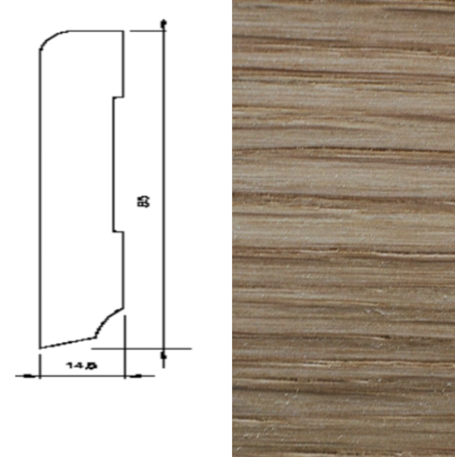 Drewniana listwa przypodłogowa olejowana 60/16 (240 cm x 6 cm x 1,5 cm) Dąb Szczotka Olej