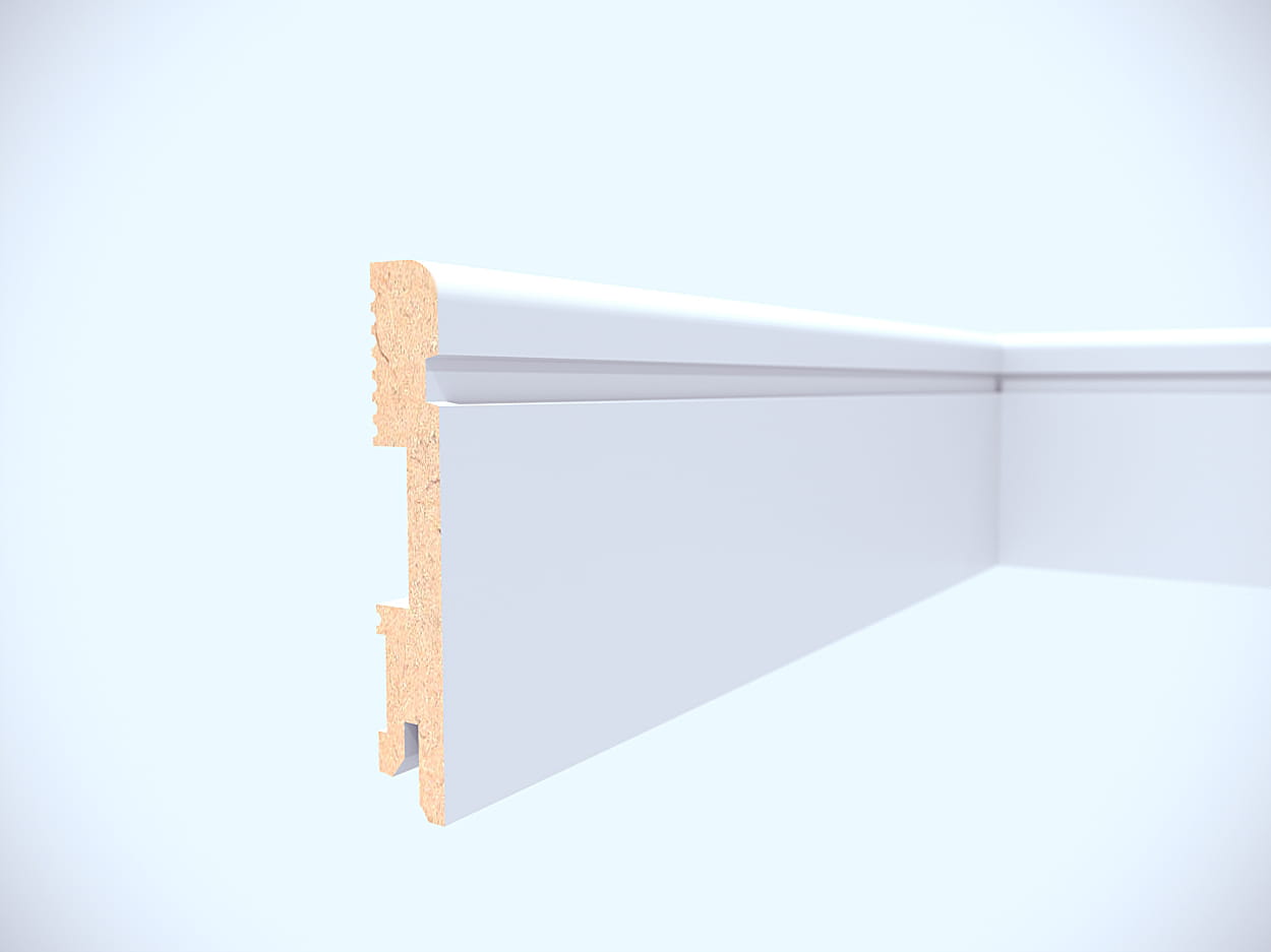PRÓBKA 20 CM - Listwa przypodłogowa MDF lakierowana biała ROYAL 10cm