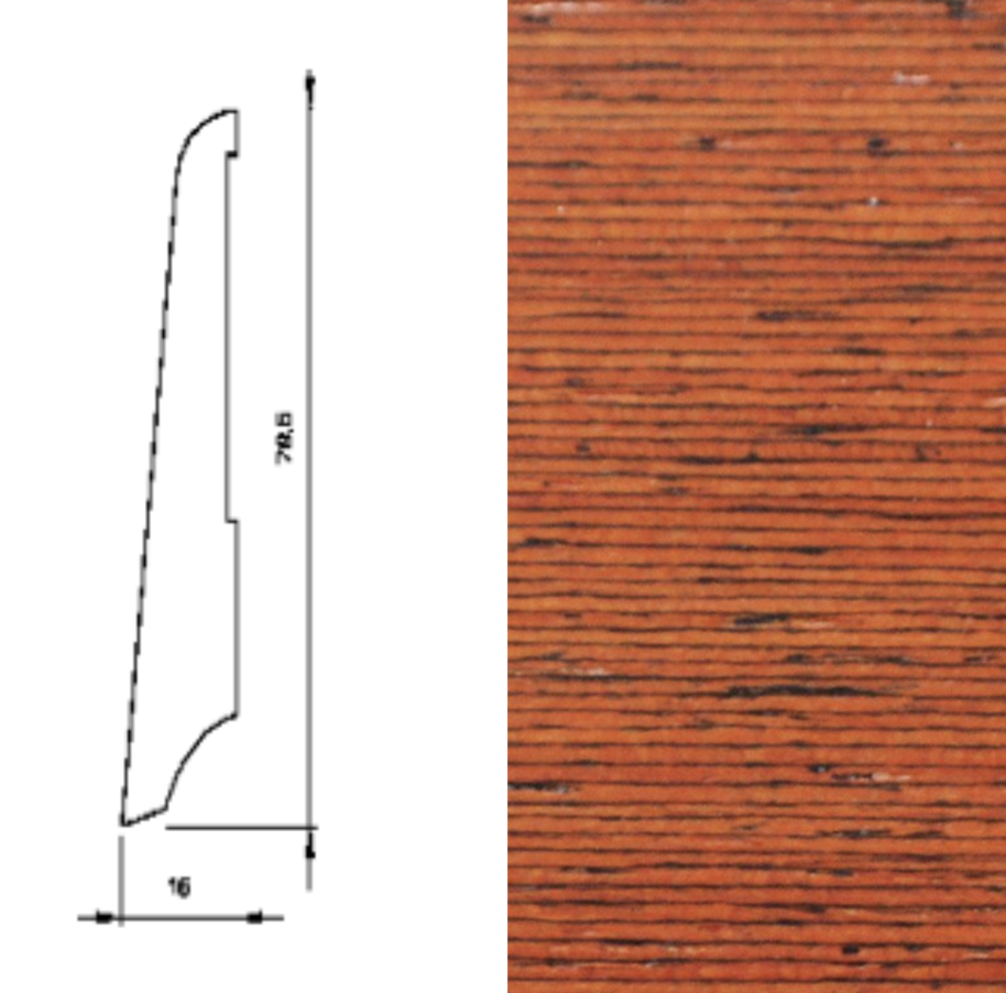 Drewniana listwa przypodłogowa lakierowana KS80 (240 cm x 7,9 cm x 1,6 cm) Merbau