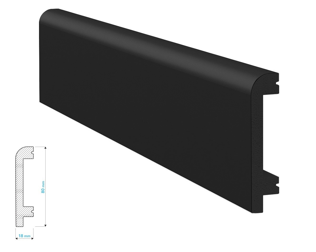 Listwa przypodłogowa Krome P8018B (240 cm x 8 cm x 1,8 cm) czarna