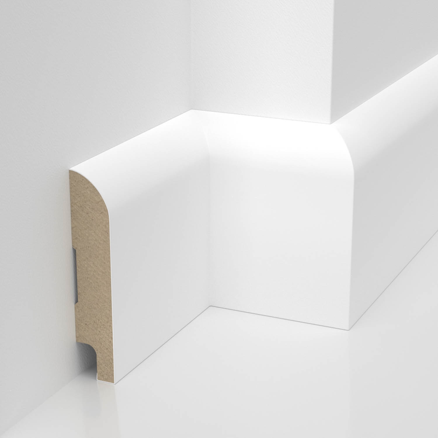 PRÓBKA 20 CM - Listwa przypodłogowa MDF lakierowana biała z wodoodporną powłoką OTTO 8cm