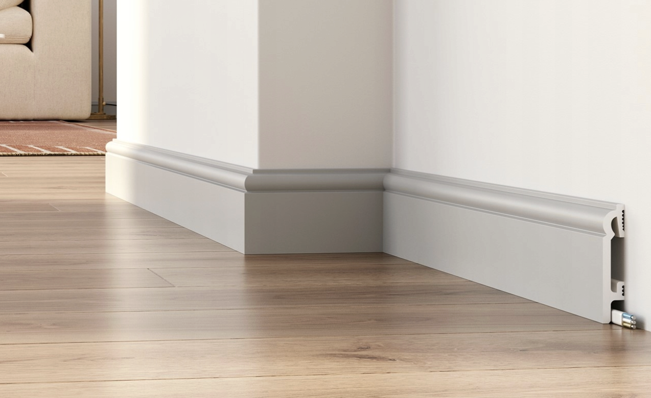 PRÓBKA 20 cm - Listwa przypodłogowa Premium Floor Durofit PF082G Szara RAL 7047 8 cm