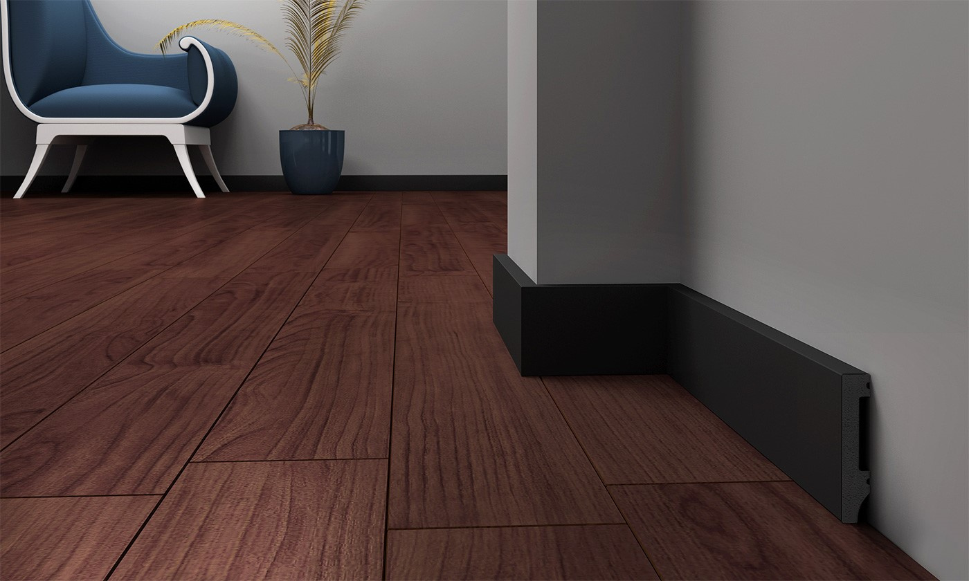 Listwa przypodłogowa Krome P8015B (240 cm x 8 cm x 1,5 cm) polistyren czarna