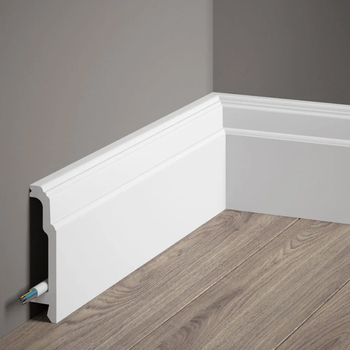 Listwa przypodłogowa MD363 biała wym. 200 x 2.3 x 10.6 cm, z PolyForce