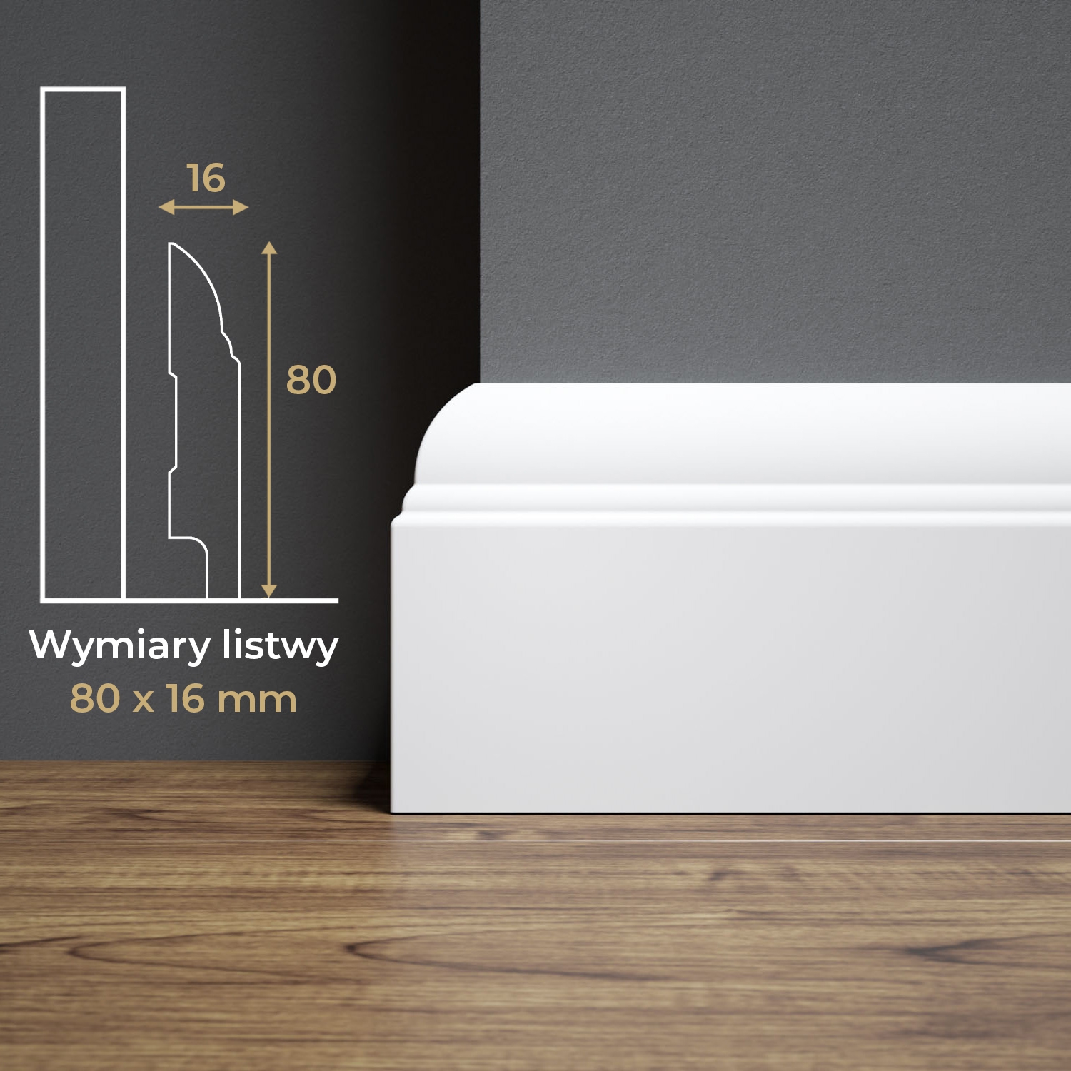 Listwa przypodłogowa MDF lakierowana biała z wodoodporną powłoką BELLA 8cm