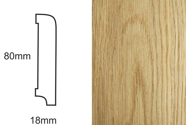 Listwa przypodłogowa fornirowana lakierowana CP80 R10 (240 cm x 8 cm x 1,8 cm) dąb