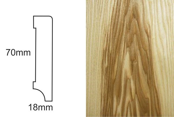 Listwa przypodłogowa fornirowana lakierowana CP70 R3 (240 cm x 7 cm x 1,8 cm) jesion ciemny