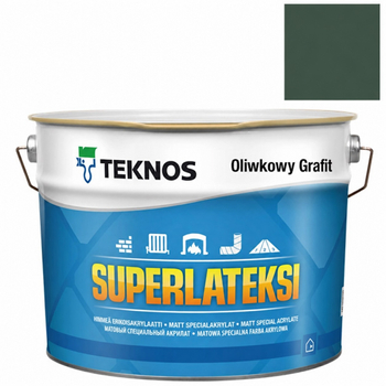 Teknos Superlateksi, matowa farba do boazerii, listew i sztukaterii, pojemność 0,9 L, kolor Grafit oliwkowy