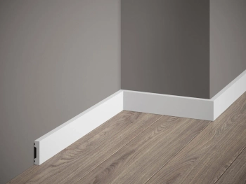 Listwa przypodłogowa Premium MD011P biała RAL 9003 wym. 200 x 1 x 4 cm, z PolyForce