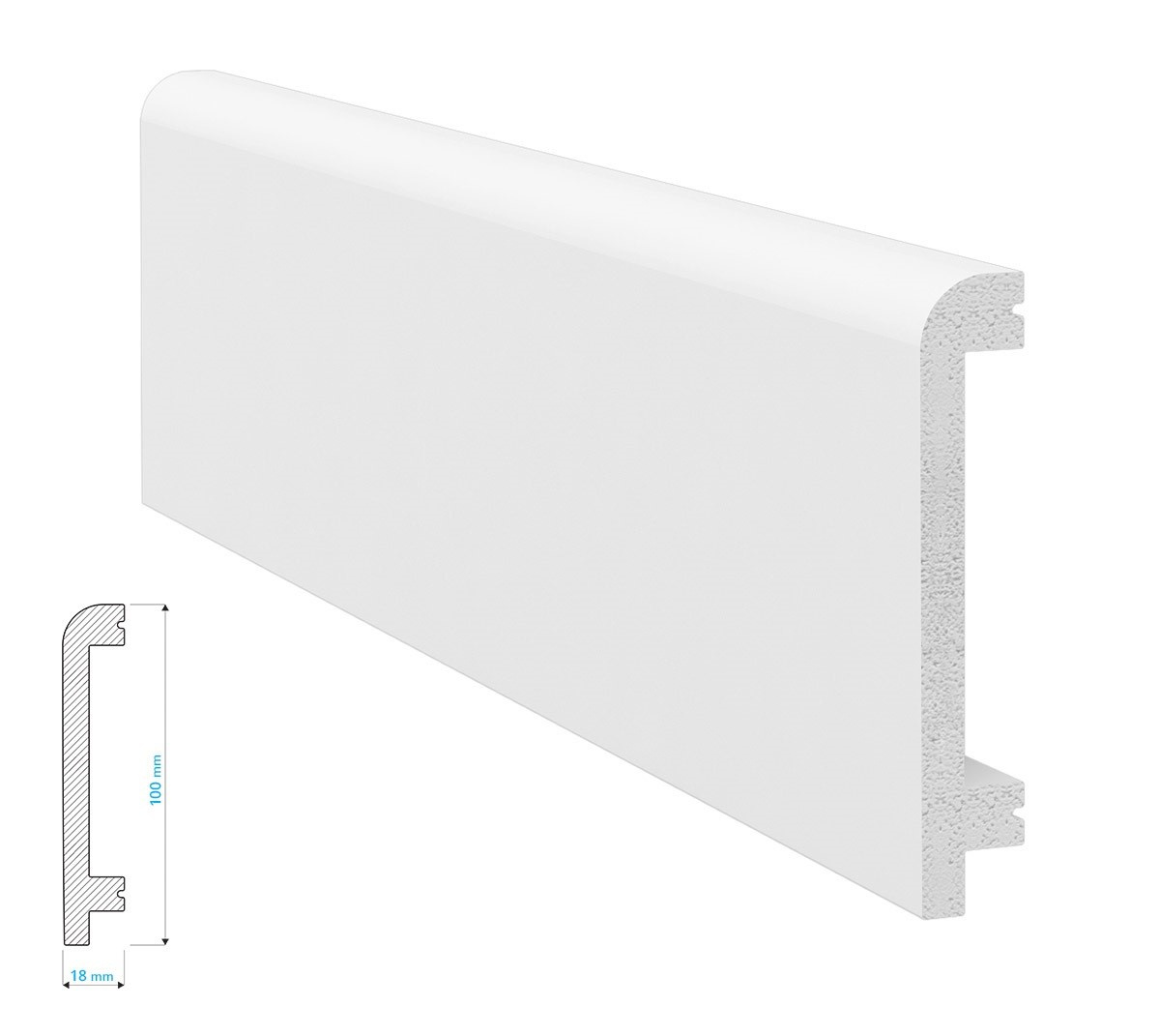 Listwa przypodłogowa Krome P10018 z wysokiej gęstości polistyrenu (240 cm x 10 cm x 1,8 cm) biała