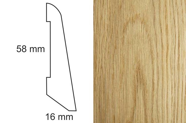 Listwa przypodłogowa fornirowana lakierowana LS58 (240 cm x 5,8 cm x 1,6 cm) dąb